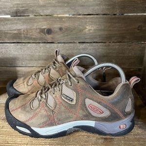 Womens Keen Genoa Peak Brown Leather Outdoor Hiking Waterproof‎ Shoes Size 7.5 M